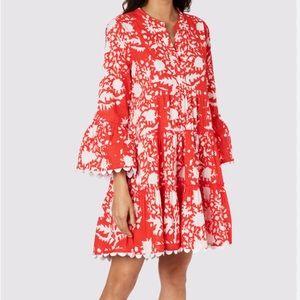 Juliet Dunn Flared Palladio Print Sleeve Dress